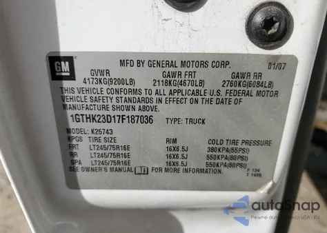 2007 GMC Sierra K2500 Heavy Duty z USA, uszkodzony, nr VIN 1GTHK23D17F187036